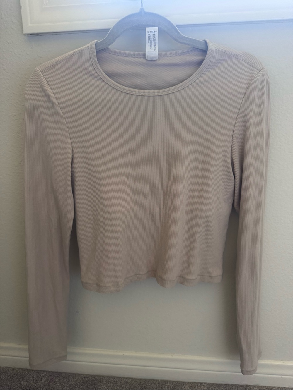 wild fable Long Sleeve Ribbed Crop Top - Beige